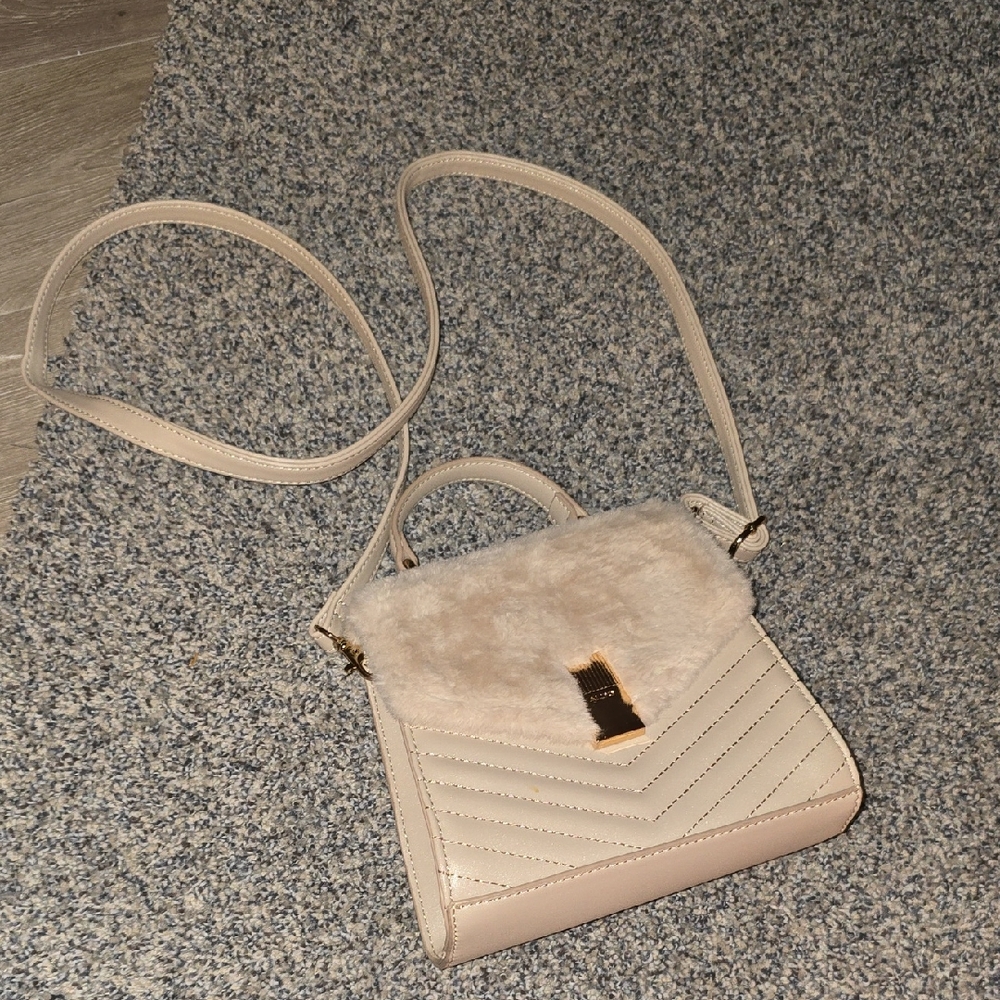 Aldo Cream Crossbody Bag with Quilted Design